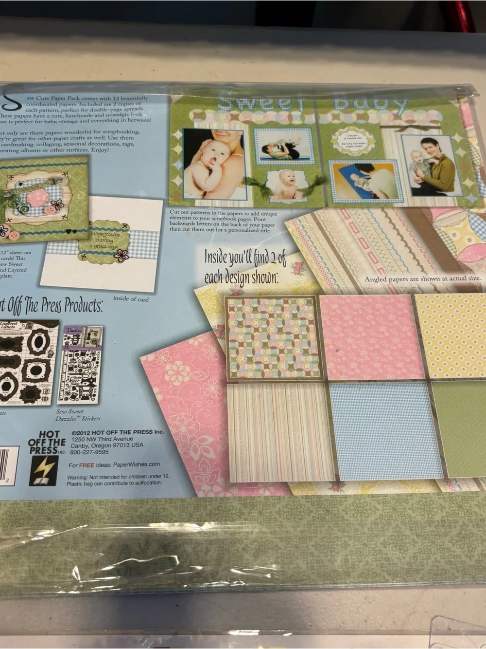 Sew Cute Paper Pack & Cute as a Button Scrapbook Kit - Pink, Blue, Green lot